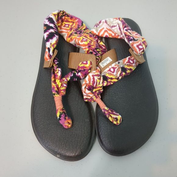 SANUK YOGA SLINGLET PRINTS MULTI WOMEN FLIP FLOPS US 7 Sandals - Picture 1 of 3
